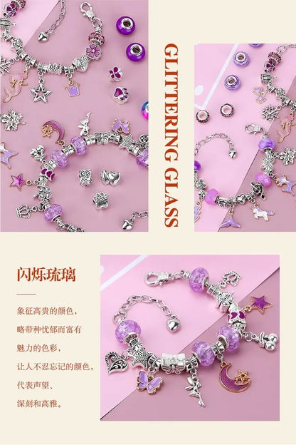 Diy Jewelry Making Kit Toys DIY Beaded Bracelet Set with Storage Box for Girls Gift Acrylic European Large Hole Beads Handmade