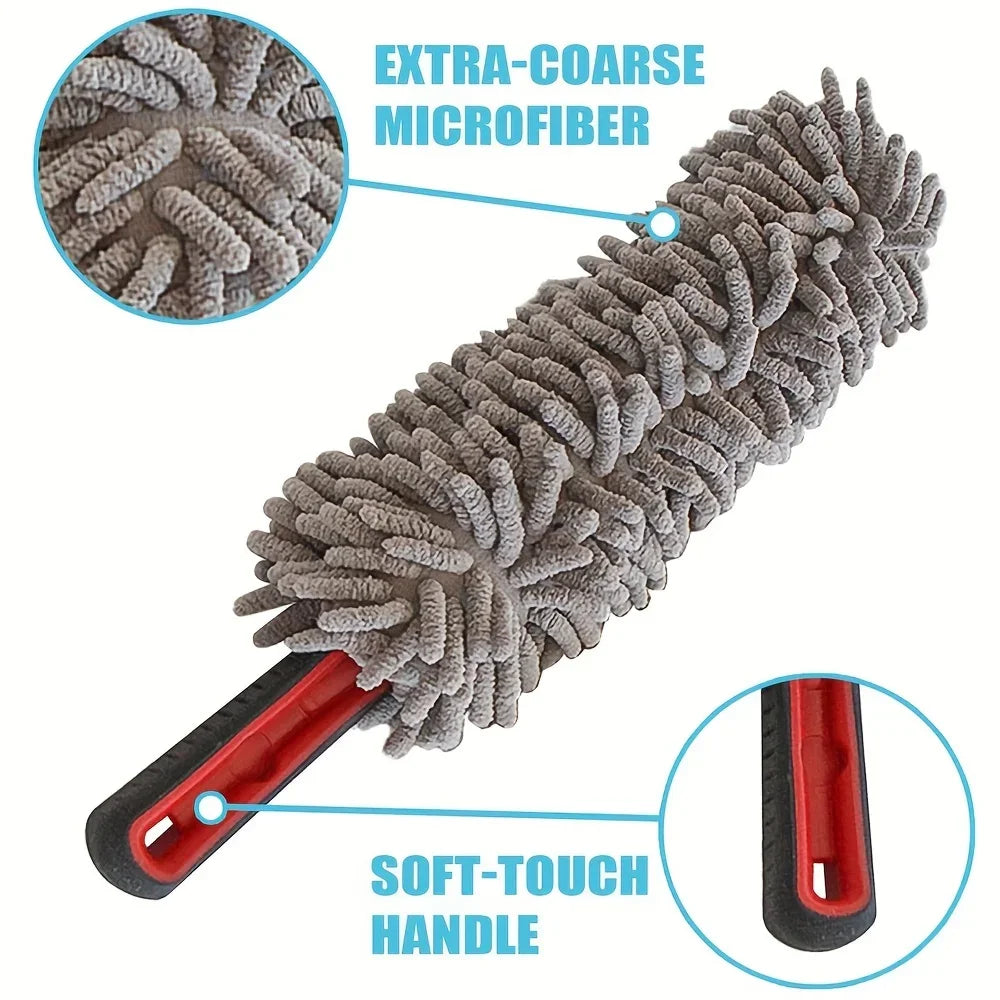Car Wheel Brush, Auto Detailing Wash Brush Duster Exterior Scratch Free Universal for Cleaning Vehicle Truck SUV Van Tire Wheel