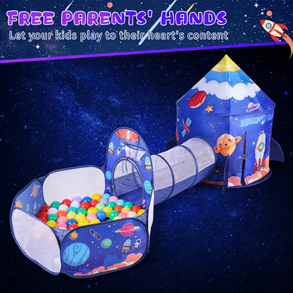 IMBABY 3 in 1 Kids Play Tent for Toddler with Baby Ball Pit and Play Tunnel Children Indoor Outdoor Playhouse for Birthday Gifts