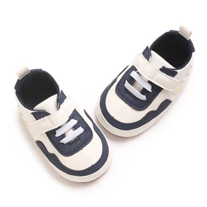 New Color Blocked 0-18M Spring And Autumn Baby Shoes For Men And Women PU Cartoon Printed Casual Sports Soft Soled Baby Walking