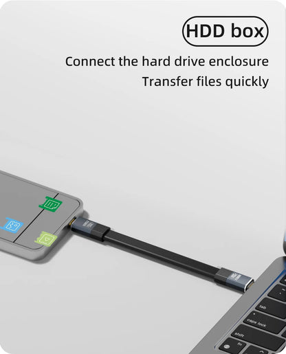 PD 100W Short USB C to USB C Cable Fast Charging 5A USB C Cord USB3.2 20Gbps Data Transfer 8K@60Hz Flat Data Charge Cable