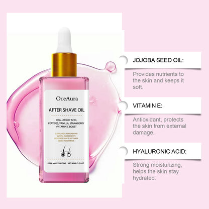 Strawberry Scented After Shave Oil - Soothing Post Hair Removal Essential Oil For Smooth Hydrated Skin, Non-Greasy Formula