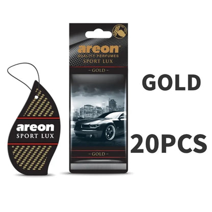 Areon Sport Lux gold Hanging Car Air Freshener Long-Lasting Odor Eliminator for Home Premium Carbon Fiber Design Auto Perfume