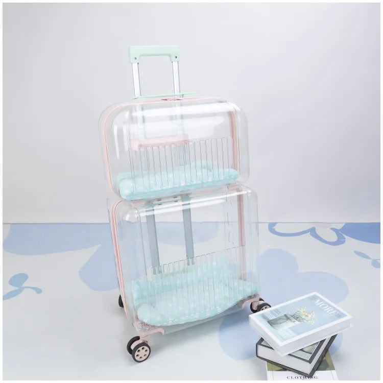 Pet Outdoor Suitcase Portable Car Mounted Double-layer Transparent Breathable Cat and Dog Tour Cat Bag