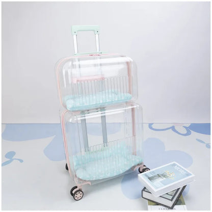 Pet Outdoor Suitcase Portable Car Mounted Double-layer Transparent Breathable Cat and Dog Tour Cat Bag