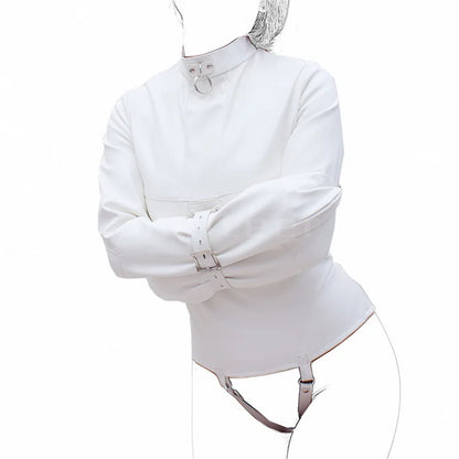 Female Sofe Leather Adjustable Binder Bondage Straitjacket Binding Slave Lockable Coat For Women Erotic Cosplay Adult BDSM