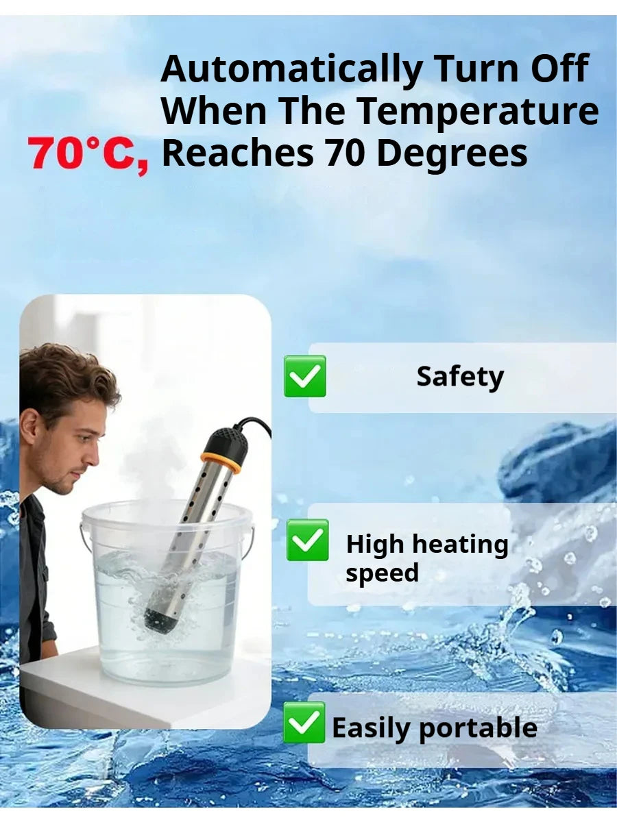 Pool Heater Water Heating Boiler Swimming Solar Bath Tub Immersion Portable Hot Fast Automatic Power Off Intelligent 2500W 220V