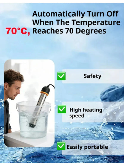 Pool Heater Water Heating Boiler Swimming Solar Bath Tub Immersion Portable Hot Fast Automatic Power Off Intelligent 2500W 220V