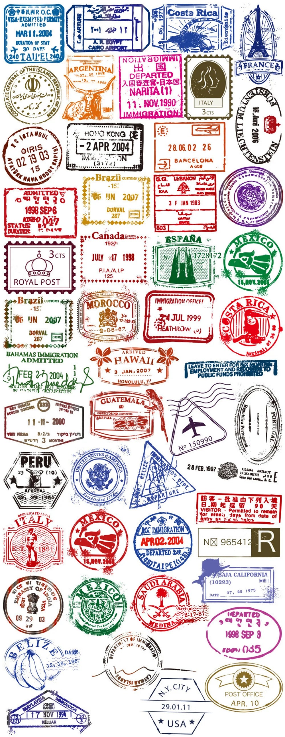 10/30/50pcs Vintage Transparent Postmark Stamp Stickers Decals Luggage Scrapbook Stationery Phone Suitcase Kids Sticker DIY Toys