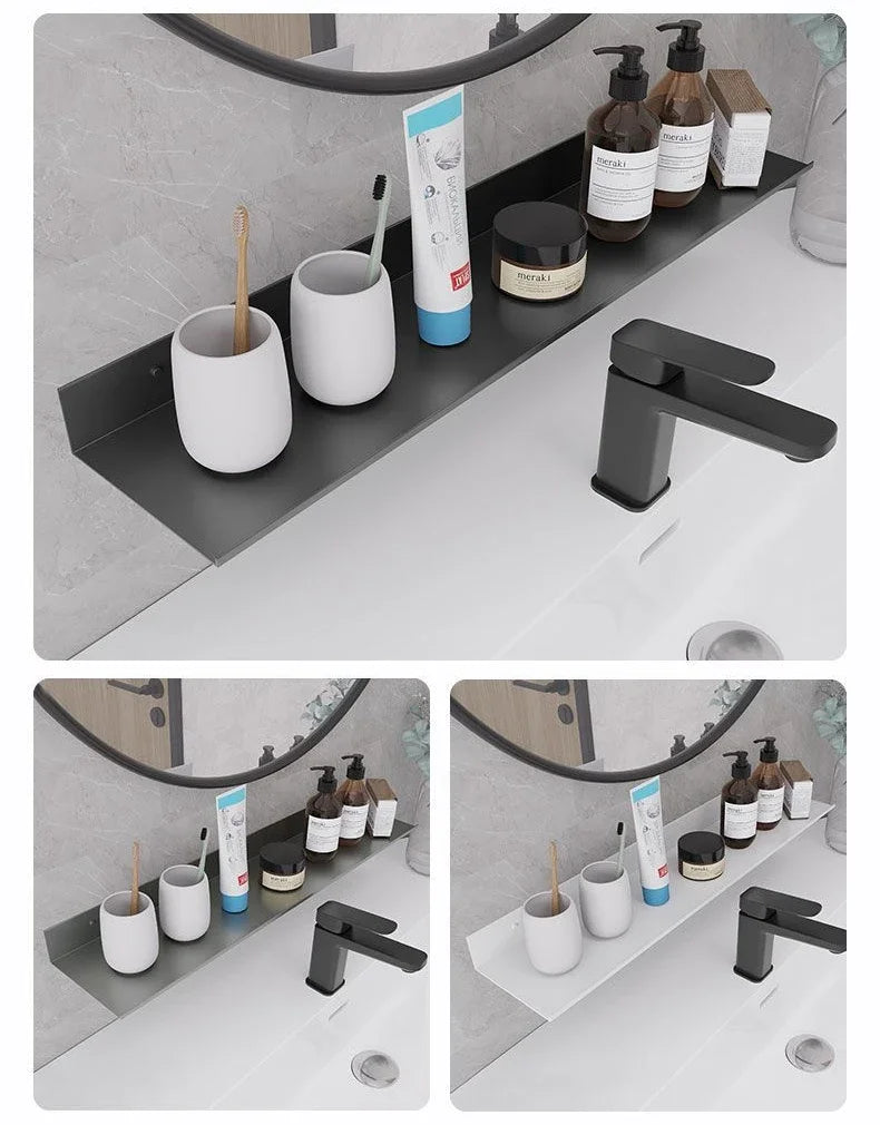 Toilet No Drilling Shelving Wall Mounted Shelf Space Aluminum Vanity Mirror Front Storage Shelves Organizer Bathroom Accessories