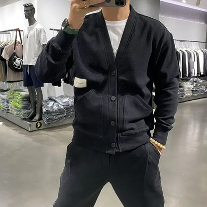 Men's Clothing Icon V Neck Cardigan Knit Sweater Male with Pockets Jumpers Tops Best Selling Products 2025 New in Knitwears A X