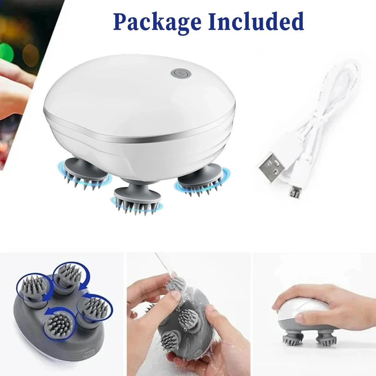 2-in-1 Electric Scalp Cleaner & Pet Massager – Deep Vibration Brush for Hair Wash & Pet Relaxation, Rechargeable & Easy to Clean
