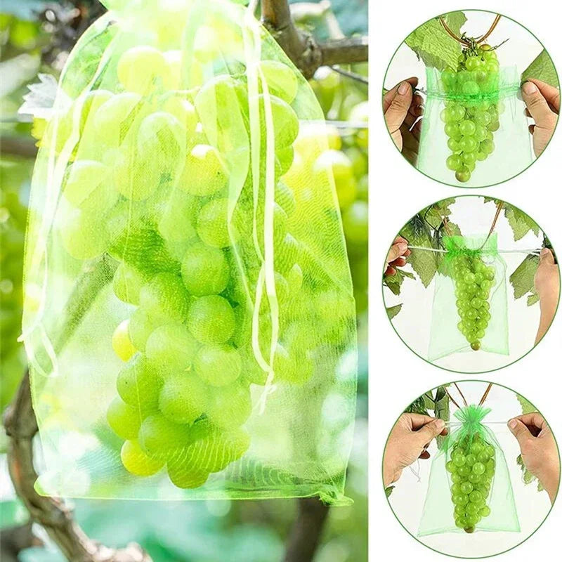 Reusable Drawstring Plant Protection Net Bags Garden Pest Proof Cover For Fruit Trees Vegetables Grapes Strawberries Berries