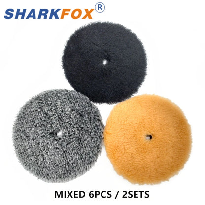Sharkfox 5/6Inch Wool Car Polishing Pad High Density Lamb Woollen Polish Buffing Pad Wool Polishing Pad for Car Detail Polishing