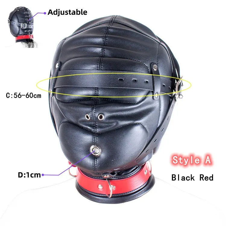 Erotic Fetish Costumes of Leather Bdsm Bondage Hood Mask with Mouth Hole for Couples Adults Slave Rolplay Flirting Games