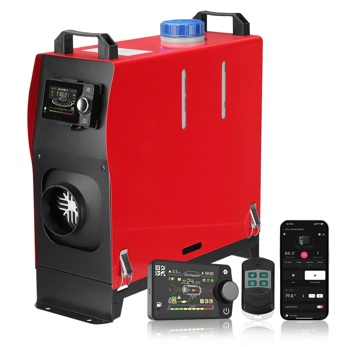 Sunster 12V/24V 8KW Diesel Air Heater Bluetooth APP Night Heater All-in-One with Remote Control Parking Air Heater for Car RV