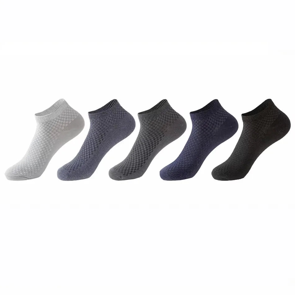 5Pairs/Lot Men's Bamboo Fiber Socks Business Short Breathable Ankle Socks Male Sock High Quality Large Size EU38-44