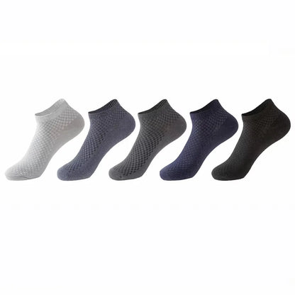 5Pairs/Lot Men's Bamboo Fiber Socks Business Short Breathable Ankle Socks Male Sock High Quality Large Size EU38-44