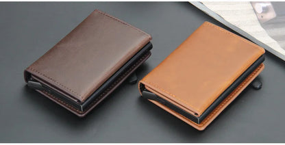 Pop Up Credit Card Holder Wallets Men Slim Rfid Blocking CardHolder Wallet for Men Card Money Bag Purse PU Leather Short Wallets