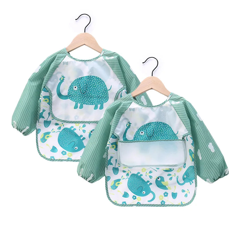 Baby Girls Apron Bibs Toddler Long Sleeve Scarf Waterproof Art Smock Feeding Bib Infant Boys Girls Kids Burp Cloth Bandana