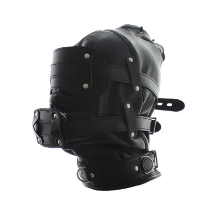 BDSM PU Leather Sexy Hood Masks Costumes Adults Cosplay Party Face Mask Metal Buckle Blindfold Hood Punk Role Play Accessories