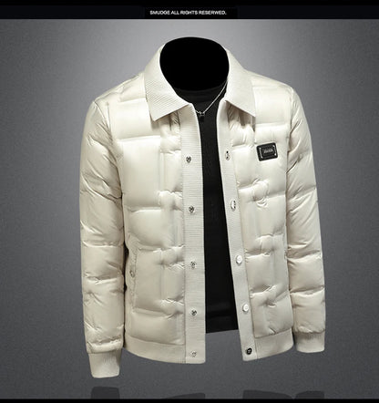 Minglu Autumn Winter Single Breasted Men's Jackets High Quality Solid Color White Duck Down Casual Down Male Coats Plus Size 5XL