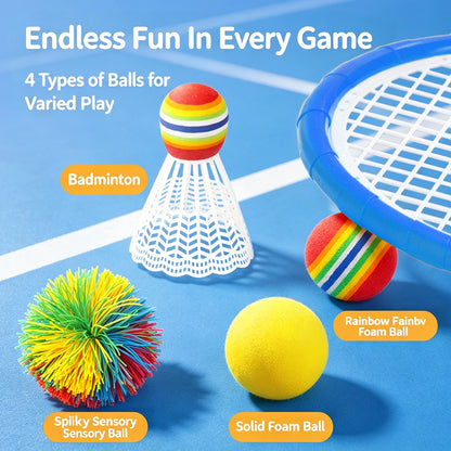 Kids Badminton Racket with Ball Parent-child Indoor Outdoor Sports Toy Training Equipment Children Teens Adult Birthday Gifts