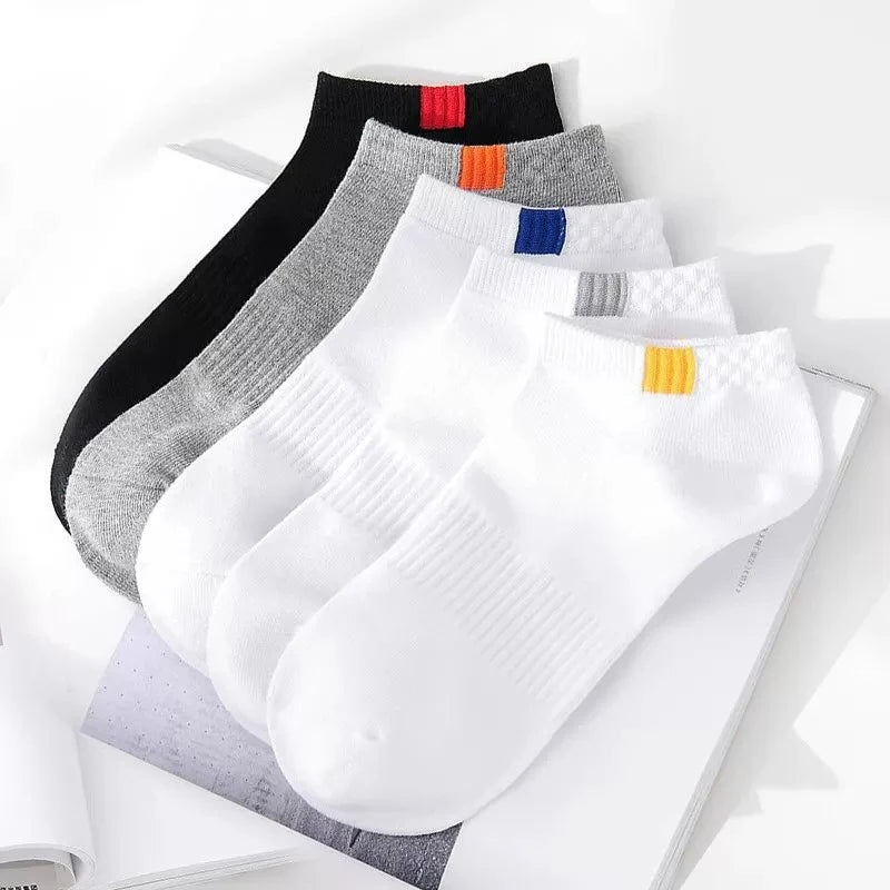 Men Ankle Socks Fashionable Letter Sports Style Odor Proof Sweat Absorbing Breathable Invisible Running Cloth Standard Boat Sock
