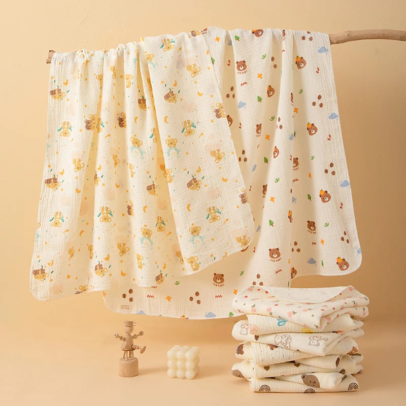 Simple Style Printed Baby Blanket Made of Gauze Material, Newborn Swaddle, Baby Swaddle Blanket, Gauze Wrap, Bedding, Baby Bath Towel, Infant Products