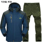 Outdoor Jacket Pants Sets Men Fleece Thermal Waterproof Windproof Hooded Jackets Hiking Military Trip Mountain Camping Clothes