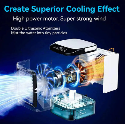 Hot Selling Mini Spray Cooling Fan Home Mobile Portable Desktop Air Cooler Silent Vortex Colorful Light Air Conditioning Fan