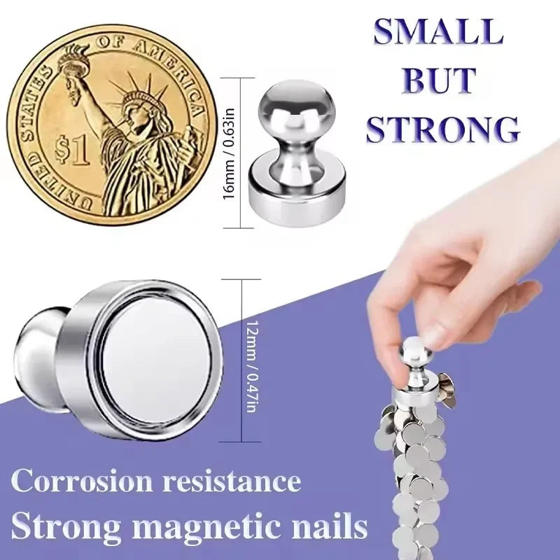 50/1Pcs Metal Strong Magnetic Pushpins Magnets Pin Whiteboard Fridge Thumbtack Power Magnet Sheets Push Pins for Office School