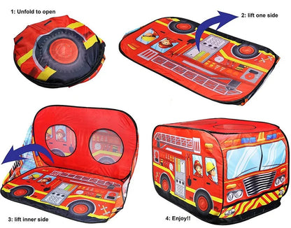 Game House Play Tent Fire Truck Police Bus Foldable Pop Up Toy Play House Children Toys Tent Ice Cream Firefighting Model House
