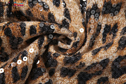 Weird Puss Sexy Sequins Shorts Women Leopard Print Patchwork Wild Skinny Basic Club Street Summer Midnight Sexy Trend Buttoms