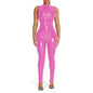 PVC Sleeveless Jumpsuit for Ladies, Wet Look, Shiny Patent Leather, O-Neck Bodycon, Tank Catsuit, Stretch Slim Rompers, Sexy
