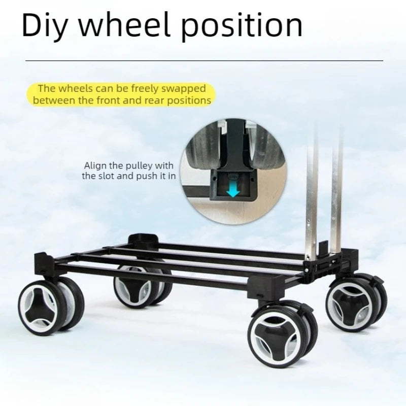 Pet Travel Luggage Cart with Folding Handlebar - Durable Oxford Fabric, Large Capacity, Breathable Mesh, Quiet Wheels