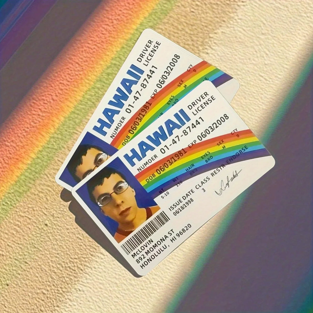 1PCS Novel PVC driver's license cards for Hawaii, prank party supplies, holiday gifts, durable party props