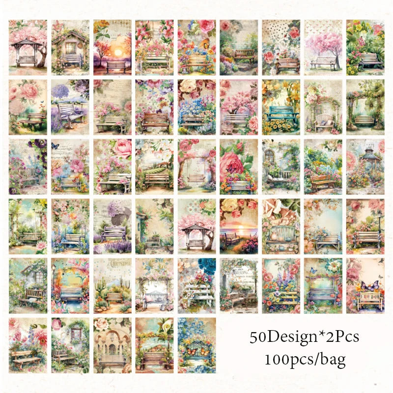 Mr. Paper 4 styles 100pcs/pack garden whisper series material book DIY handbook bottoming paper decoration
