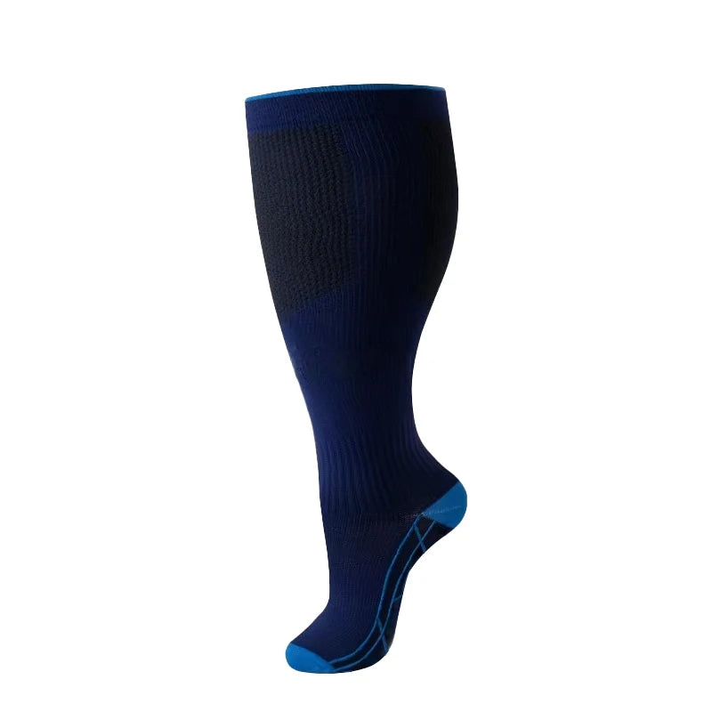 2XL-4XL Plus Size Compression Socks for Women Men 20-30 MMHg Wide Calf Extra Large Knee High Flight Sock for Circulation Support