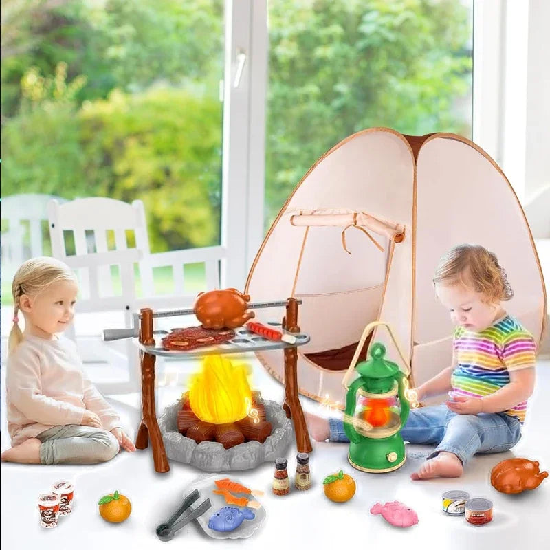 Kids Camping Tent Set Baby Playground Miniature Foods Children's Tent House Indoor Outdoor Parent-Child Interactive Game Toys