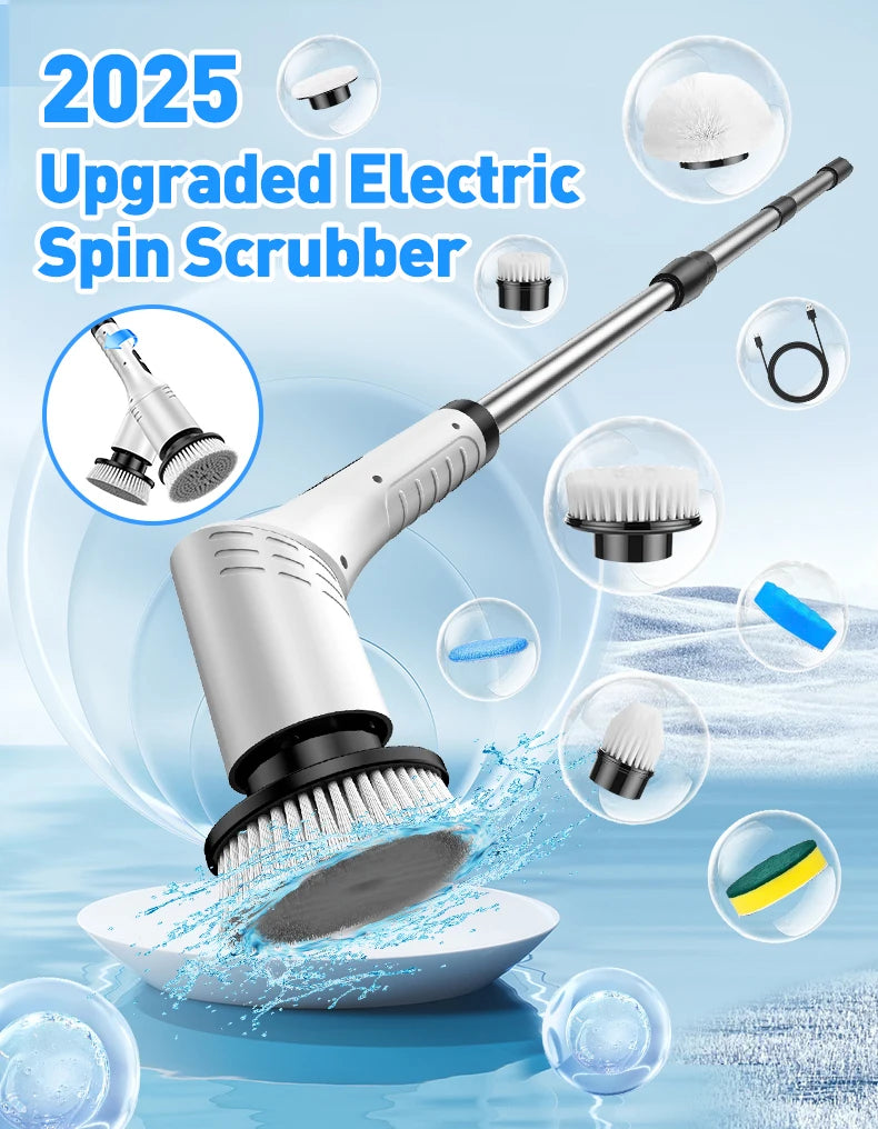 Electric cleaning brush, waterproof long-handle, multi-functional household floor brush, electric brush, floor scrubber