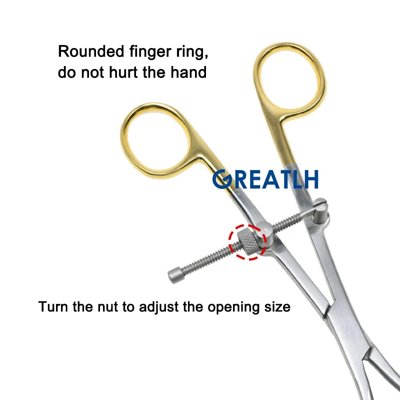 GREATLH Orthopedic Bone Reduction Forceps with Drill Guide Autoclavable Orthopedic Veterinary Instruments Stainless Steel