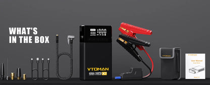 VTOMAN X7 4-in-1 Car Jump Starter 4250A - 160 PSI Air Compressor, 12V Car Battery Booster & Portable Power Bank
