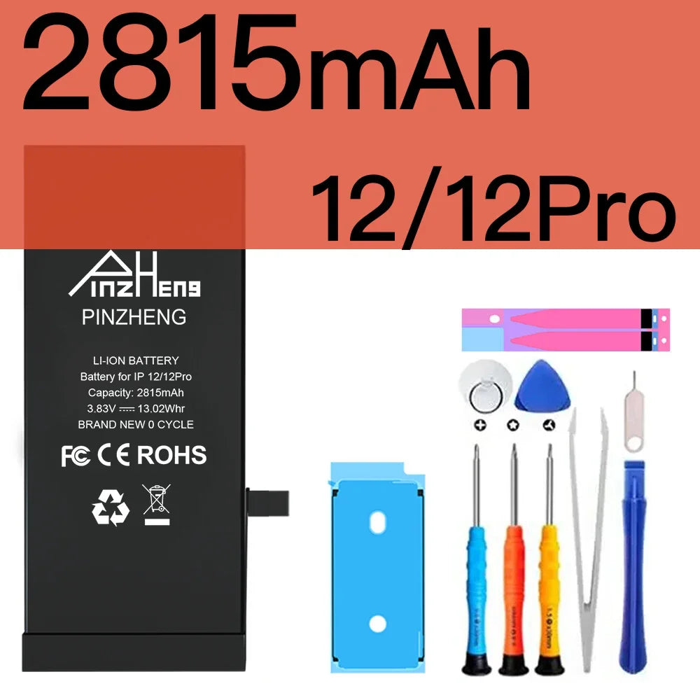 PINZHENG Real High Capacity Battery For iPhone X XR XS Max 12 13 Mini Pro Max 11 Pro Max Replacement Bateria Warranty One Year