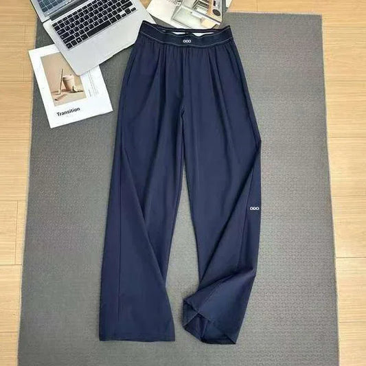 2026 Loose Casual Pants Women's Summer High Waist and Thin Yoga Pants Breathable Drape Straight Mouth Wide Leg Sweatpants