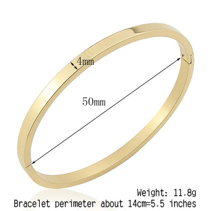 Hot Fashion Stainless Steel Jewelry Oval Bangle for Woman Child Charm Bracelet Party Love Wedding Brand Gift Wholesale