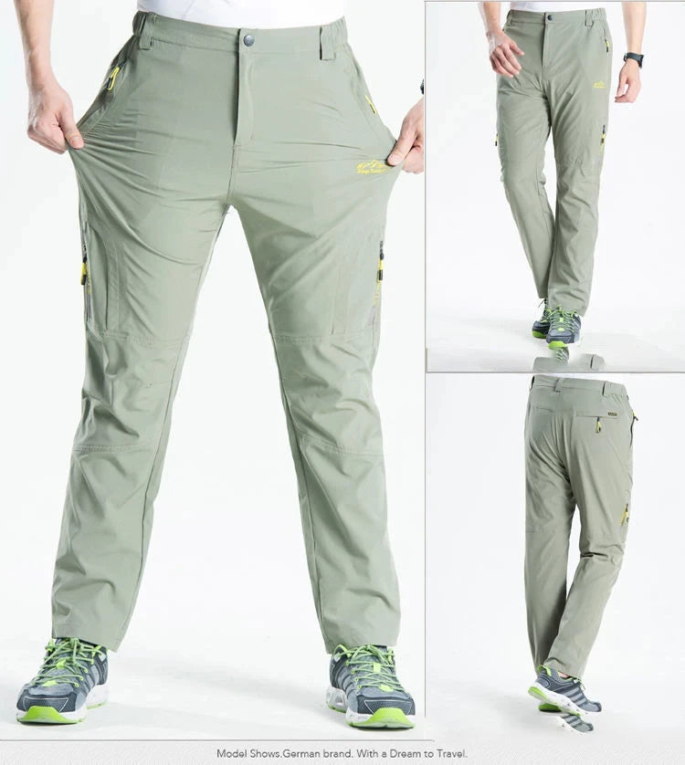 Longe Summer Quick Dry Hiking Pants Men Stretch Waterproof Tactical Pants Zipper Pockets Trousers Lightweight Fishing Pants