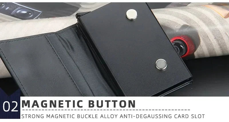 Pop Up Credit Card Holder Wallets Men Slim Rfid Blocking CardHolder Wallet for Men Card Money Bag Purse PU Leather Short Wallets