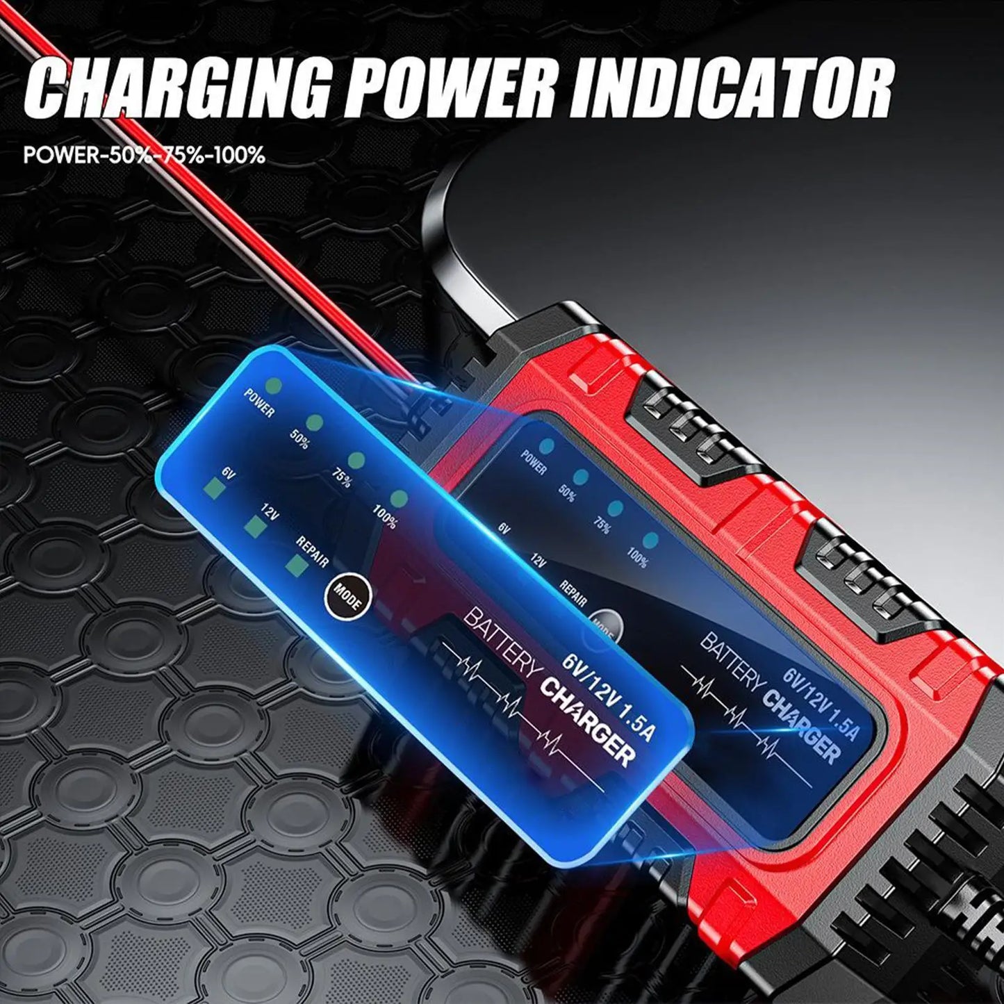 Motorcycle Battery Charger 6V/12V Auto Charging Maintainer Trickle Charger for Car Battery for Boat RV Truck Lawn Mower Golf
