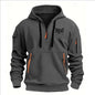 Fashion autumn and winter men's brand clothing multi-zipper design printed hoodie casual sweatshirt loose hooded jumper